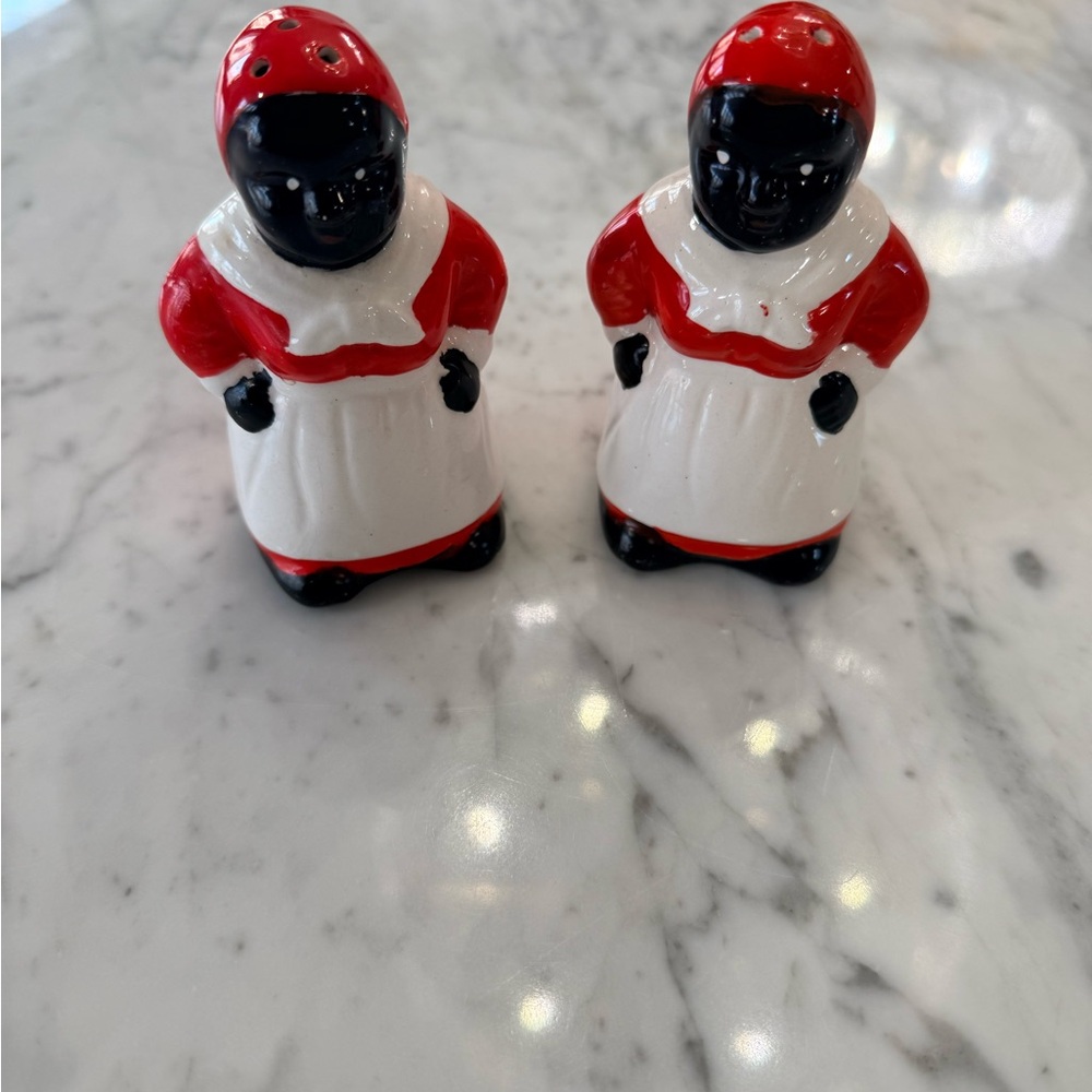 EXCELLENT Black Americana Aunt Jemima Antique Ceramic Salt & Pepper Shakers Set - Picture 2 of 6